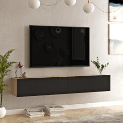 [en. casa] Comoda TV suspendata Lapinlahti 180 cm, stejar si negru, [en. casa] (84037680)