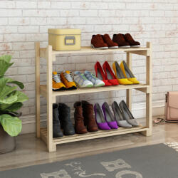 [en. casa] Pantofar din lemn de pin cu 3 rafturi Them, natur, [en. casa] (81814314) Pantofar