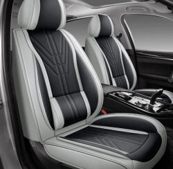 Jeep Grand Cherokee 13 részes Prémium Magas minőségű Műbőr üléshuzat szett nyakpárnákkal - Légzsákos - Osztható - Fekete/Sötét szürke színben (AL-02119Grand_Cherokee)