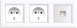 Leziter Priza dubla cu împamantare si port UTP RJ45 Leziter Nova III, alb (LN3KERV-F_LNFCS-F_2_LNUTP-F)