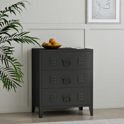 [en. casa] Dulap metalic cu 3 sertare Hameenlinna, negru, 72x60x40 cm (83236546) Comoda
