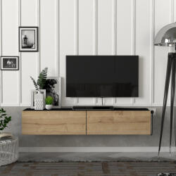 [en. casa] Comoda TV suspendata Toivakka 135x31x25 cm negru si stejar (83062698)