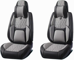 Honda Jazz 15 részes Prémium Magas minőségű Műbőr üléshuzat szett nyakpárnákkal - Légzsákos - Osztható - Fekete/Szürke színben (AL-02096Jazz)