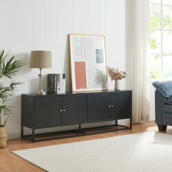 [en. casa] Comoda TV Janakkala din otel, 153x35x55 cm, neagra, [en. casa] (84437013)