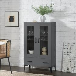 [en. casa] Vitrina living gri închis cu 2 usi din sticla si sertar, 70x31x115 cm (83895969) Comoda