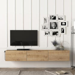 [en. casa] Comoda TV suspendata Vihti 180 cm, finisaj stejar, 3 usi (83062686)