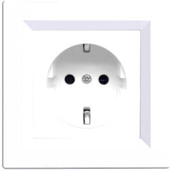 Leziter Priza Schuko cu împamantare Leziter Nova 16A 250V, alb, cu rama integrata (LN1KERV-F_LNFCS-F)