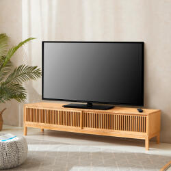 [en. casa] Comoda TV din bambus Videbæk 160x40x38 cm cu usi glisante (82061852)
