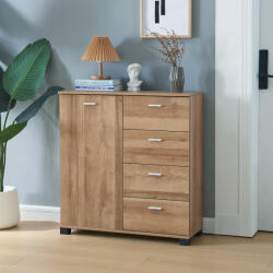 [en. casa] Comoda sideboard stejar 84x80x28 cm cu 4 sertare si usa, [en. casa] (83058146) Comoda