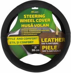 Ro Group Husa volan din piele naturala neagra RoGroup, 38 cm, confort premium (IN1801---003)