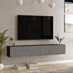 [en. casa] Comoda TV suspendata Lapinlahti 180 cm, negru cu aspect beton (84037684)