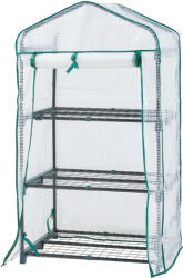 [en. casa] Mini sera pentru balcon cu 3 rafturi, 125x69x49 cm, alba, [en. casa] (84911127)