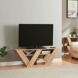 [en. casa] Masa TV Nome 110x30x40 cm, aspect stejar, cu 2 rafturi, [en. casa] (84201361)