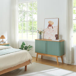 [en. casa] Comoda din bambus cu usi glisante albastre 110x40x80 cm (85322687) Comoda