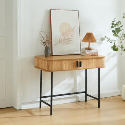 [en. casa] Masa consola Tvedestrand 100x50x76 cm, bambus si metal, natur/negru (85322680)