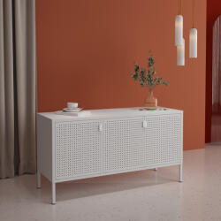 [en. casa] Comoda TV Castelli din otel alb, cu 3 usi, 114 x 40 x 60 cm (84037656)
