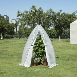 [en. casa] Solar tip tunel pentru plante Hunze 183x160 cm, alb, cu folie PE (84224932)