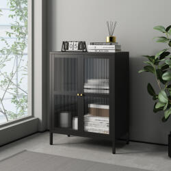 [en. casa] Sideboard negru cu sticla striata Sakyla 84x64x35 cm, en. casa (82195574) Comoda