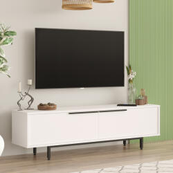 [en. casa] Comoda TV alba Urejovle 160 cm cu 2 usi si picioare metalice (85630609)