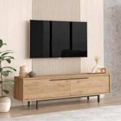 [en. casa] Comoda TV Urejovle, aspect stejar, 160 cm, cu 2 usi si cadru metalic (85630608)