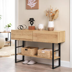 [en. casa] Consola pentru hol Varberg 120x30x75 cm, aspect stejar, 2 sertare (83055374)