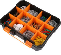 KENDO Organizator din plastic 3 în 1 interblocabil, stivuibil, cu capac transparent (90279)
