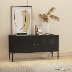 [en. casa] Comoda sideboard din otel negru mat 118x40x60 cm cu usi încuiabile (84206451) Comoda