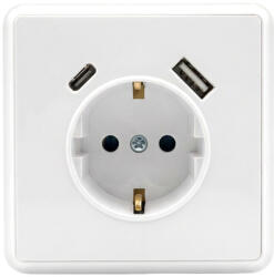 Leziter Priza Leziter Nova încastrata cu împamantare, USB-A + USB-C 2A, alb (LNUSB-F)