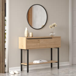 [en. casa] Masa consola Vesanto 100x30x76 cm, stejar si negru, cu 2 compartimente (85630626)