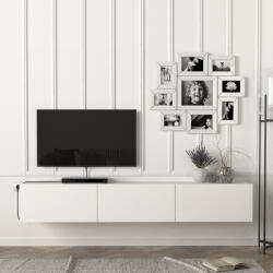 [en. casa] Comoda TV suspendata Vihti, alb, 180x31x29, 5 cm, 3 compartimente (83062684)