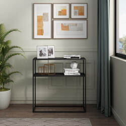 [en. casa] Masa consola Kuhmo neagra din metal, cu polita, 80x80x30 cm (82267815)