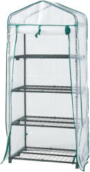 [en. casa] Mini sera pentru balcon si gradina cu 4 rafturi, 158x69x49 cm, alba (84911125)