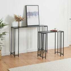 [en. casa] Set 2 mese consola Ørsta negre, design modern, metal si PAL (85290388)