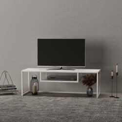 [en. casa] Masa TV Isokyrö din metal, alba, 120x40x40 cm, cu raft deschis (84234579)