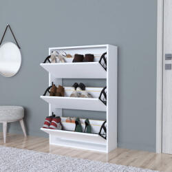 [en. casa] Pantofar alb Aurskog cu 3 usi rabatabile, 110x73, 5x24 cm (83562318) Pantofar