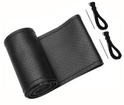 Ro Group Husa volan din piele naturala perforata, neagra, cu ac si ata, 38 cm (IN2244)