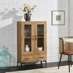 [en. casa] Vitrina living cu 2 usi din sticla si sertar, stejar, 70x31x115 cm (83895968) Comoda