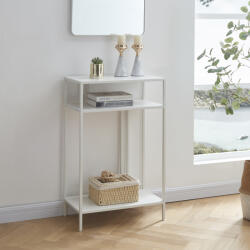 [en. casa] Masa consola alba Kumlinge cu 3 rafturi, 55x30x85 cm, [en. casa] (83102666)