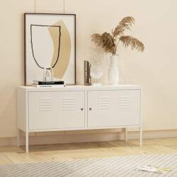 [en. casa] Comoda sideboard metalica alba cu usi încuiabile 118x40x60 cm (84206456) Comoda