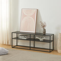 [en. casa] Masa TV Solund 120x30x46 cm neagra, cu 2 rafturi, [en. casa] (84437014)