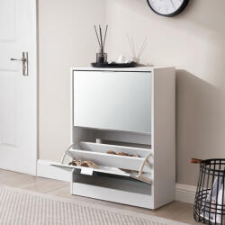 [en. casa] Pantofar alb cu oglinda Kragerø, 2 usi, 80x60x24 cm, [en. casa] (83055181) Pantofar
