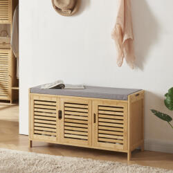 [en. casa] Pantofar cu banca si sezut tapitat din bambus Selk, 90 x 50 x 35 cm (82296574)