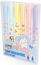 S-COOL Textmarker cu stampila S-COOL Pastel, 6 buc/set