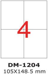 ACCENTA Etichete autocolante albe, colturi drepte, 100 coli/top, ACCENTA 4/A4 (105 x 148.5 mm)