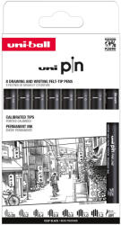 uni Liner varf 0.05-1.2 mm plus pensula UNI Pin 200 Fine Line ASP011, 8 buc/set