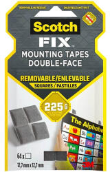 3M Pastile adezive nepermanente, 12.7x12.7 mm, repozitionabile, SCOTCH Fix 3M, 64 buc/set
