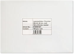  Folie laminare mata A5, 80 microni, 100 buc/top