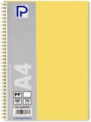 PAPERLAND Caiet cu spirala A4, 80 file, dictando, coperta plastic, PAPERLAND PP400 galben