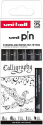 uni Liner varf 0.1-0.5 mm plus tesit 1.0-3.0 mm, UNI Pin 200 Fine Line Calligraphy, 5 buc/set