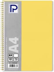PAPERLAND Caiet cu spirala A4, 80 file, velin, coperta plastic, PAPERLAND PP400 galben